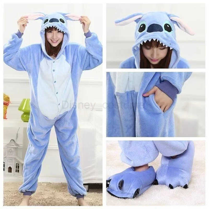 Disney Baby Boy Girl Cartoon Stitch Print Onesie Pajamas Autumn Winter Adult Kid Cosplay Hooded Pijama Family Matching Outfit Sleepwear H250926