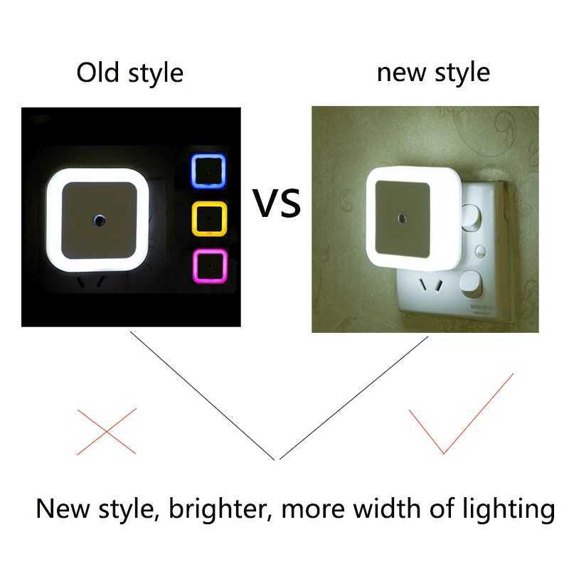 Mini LED Night Light EUUSUK Plug Light Sensor Square Shape Nights Lamp For Kids Room Bedroom Bedside Aisle Corridor 110V 240V C250925