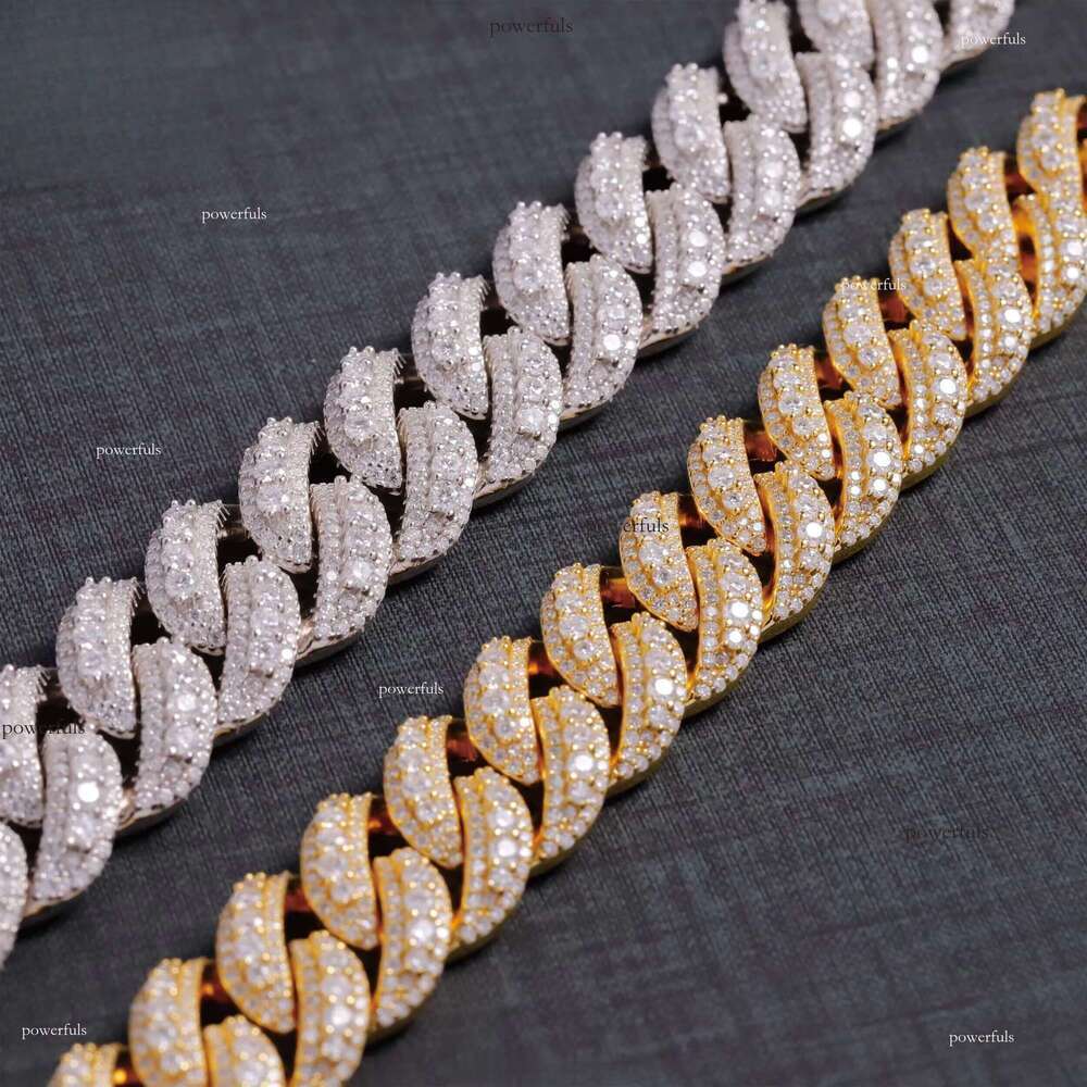 Large in the Middle 14/16/18MM S Gold Plated VVS Iced Out Moissanite Dia Cuban Link Chain Necklace