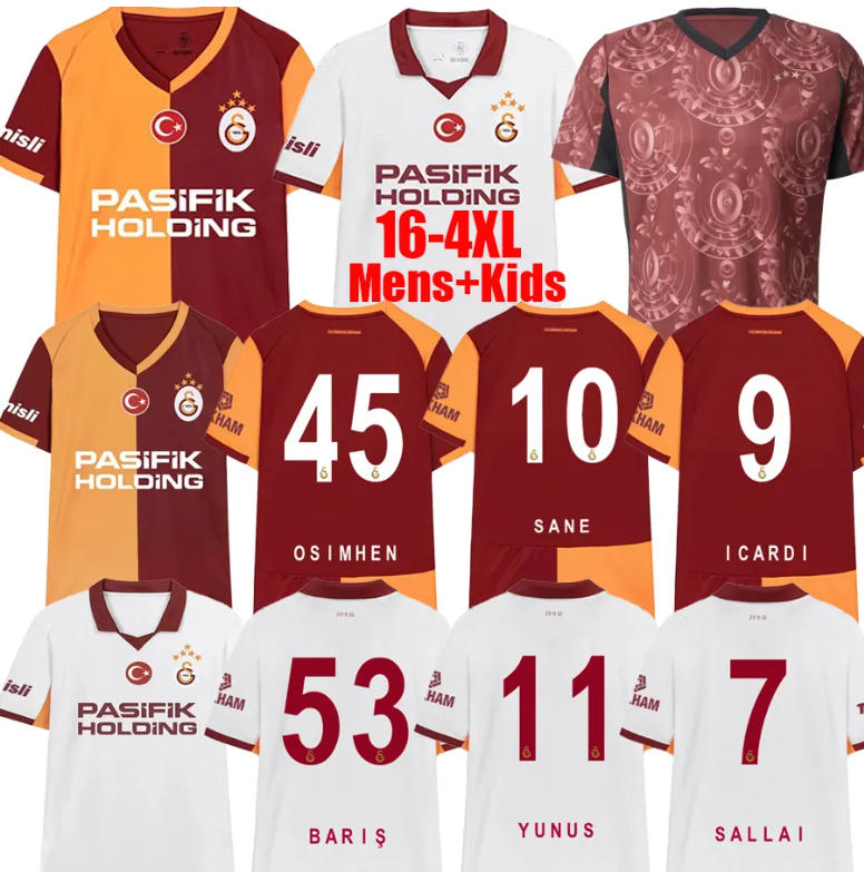 galatasaray 25 26 soccer jerseys shirts SANE ICARDI HAKAN SUKUR MORATA YUNUS G.SARA DEMIRBAY MERTENS10 2025 2026 football Home Away Kids Mens Womens Kit uniform