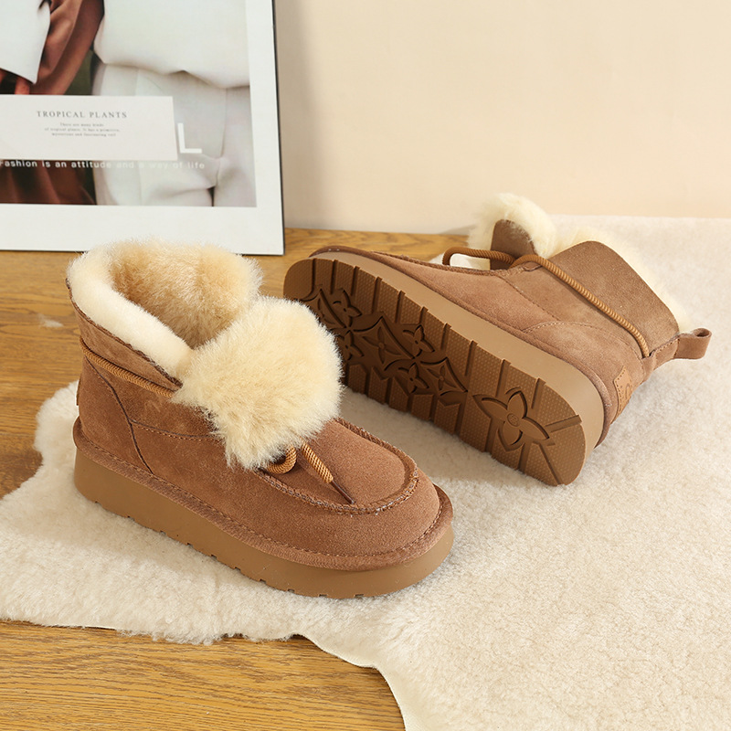 CE designer shoes Free shipping oxhide affordable luxury Winter anti slip snow boots with thick plush cotton shoes Odor-free yellow