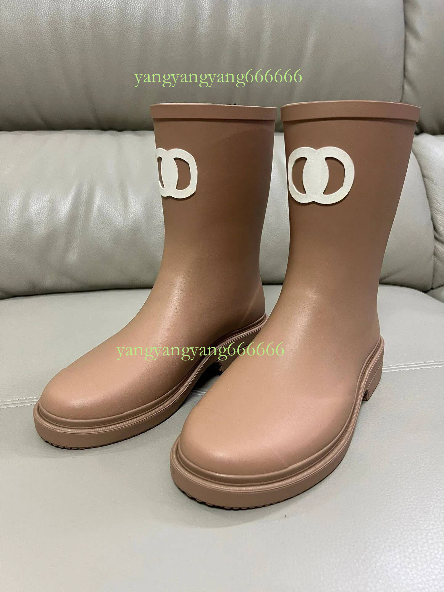 Brand Designer Square Toe Women's Rain Boots Thick Sole Ankle Booist Excellent Quality Winter Women Rubber Boot Fashion shoes 19b 5e