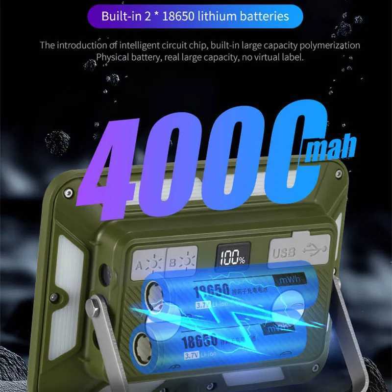 Rechargeable Magnetic Work Light Rechargeable Camping Lamp Super Bright Outdoor Emergency Torch Lights Builtin 4000mAh Battery C250925