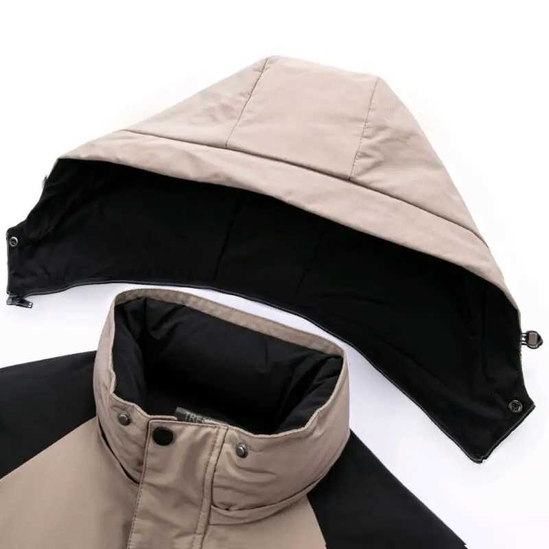 Classic Red Winter Jacket For Men 2025 Detachable Hood Dad Cotton Padded Coat Warm Thick Soft Mature Men Casual Down Jacket W250926