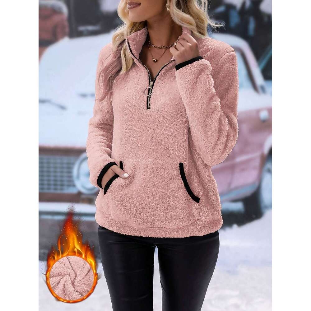 2025 Women's Half-Zip Long Plush Sweatshirt