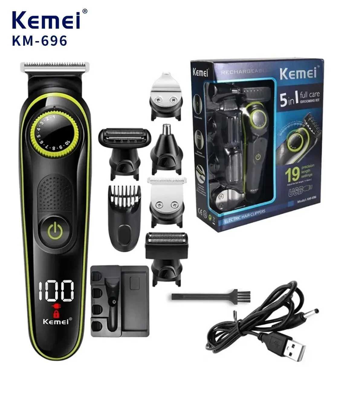 Kemei KM696Electric Hair Clipper Multifunctional Trimmer For Men Electric Shaver For Mens Razor Nose 5 In1Professional Trimmer R250926