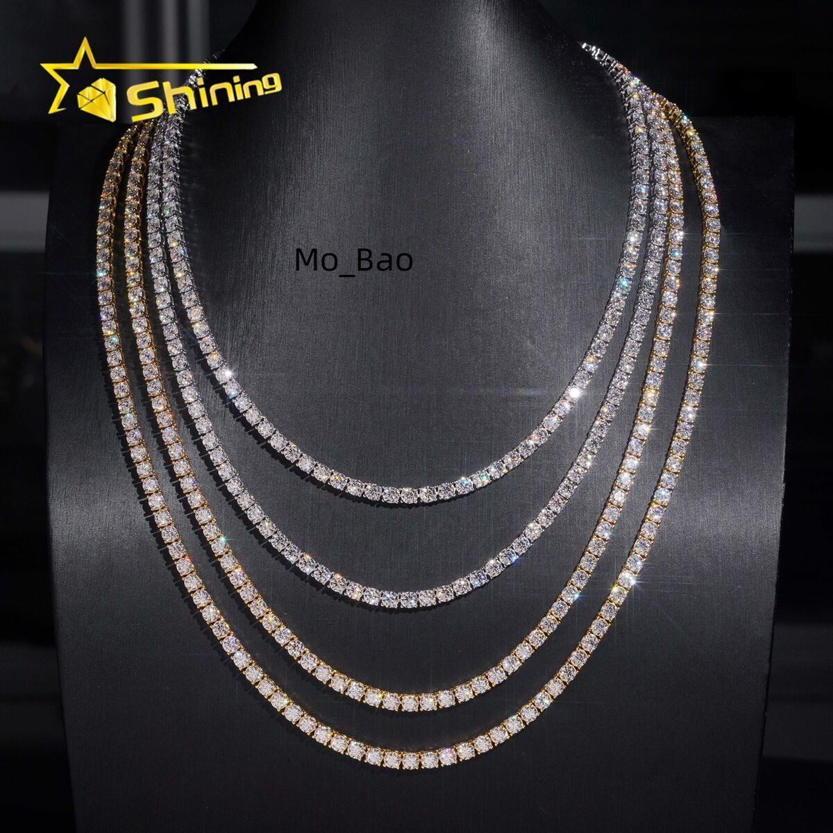 USA Warehouse Ready to Ship S Sterling Sier Iced Out Moissanite Dia Vvs Tennis Chain Necklace Jewelry
