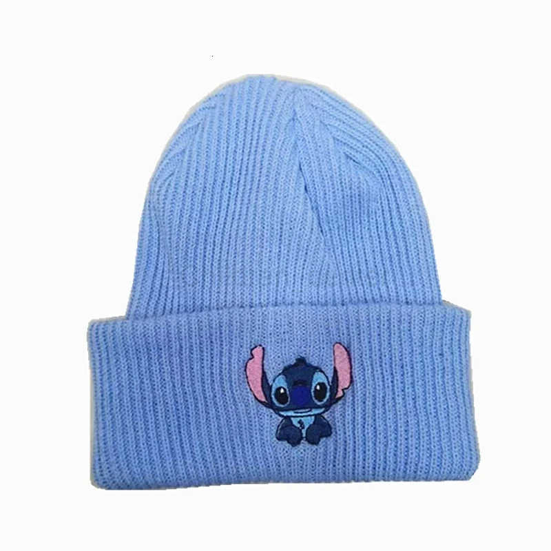 Disney Autumn Winter Adult Embroidery Knitting Hats Boys Girls Cartoon Anime Stitch Print Caps Kids Men Women Keep Warm Windproof Hat H250926