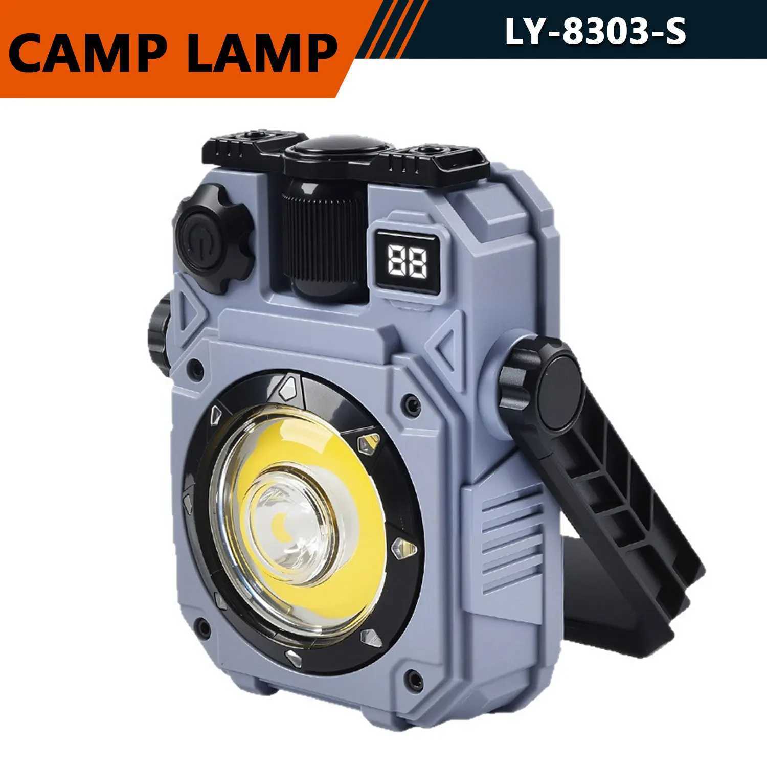 Rechargeable Hook Outdoor Emergency Camping LampSuper Bright Portable COB FlashlightSOLAR CHARGING Torch5 MODESMagnetic C250925