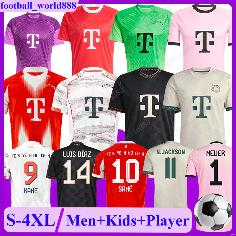 4XL Bayerns Trikot 25 26 Soccer Jerseys MUSIALA KANE LUIS DIAZ 2025 Football Shirts OLISE N.JACKSON GNABRY GORETZKA Football Kits MUNICH NEUER Men Kids Kit Socks Sets