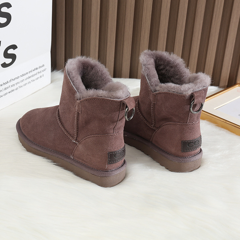 CE designer shoes Free shipping oxhide affordable luxury Winter anti slip snow boots with thick plush cotton shoes Foldable