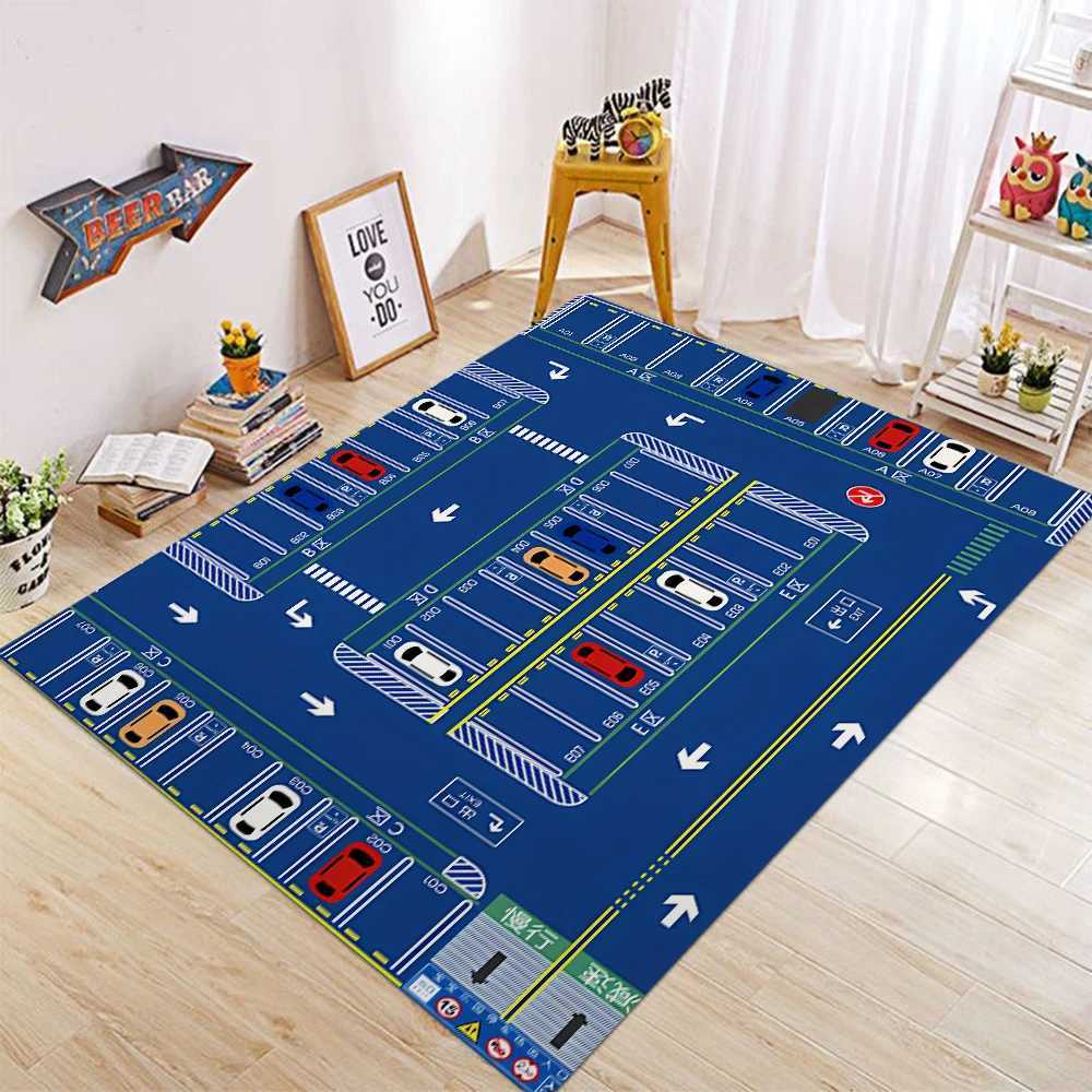 Car Play Mat for Boys and Girls Highway City TrafficThemed Rugs for Kids Toy Cars Kids Rugs for Playroom NonSlip Kids Play Rug Y2509261