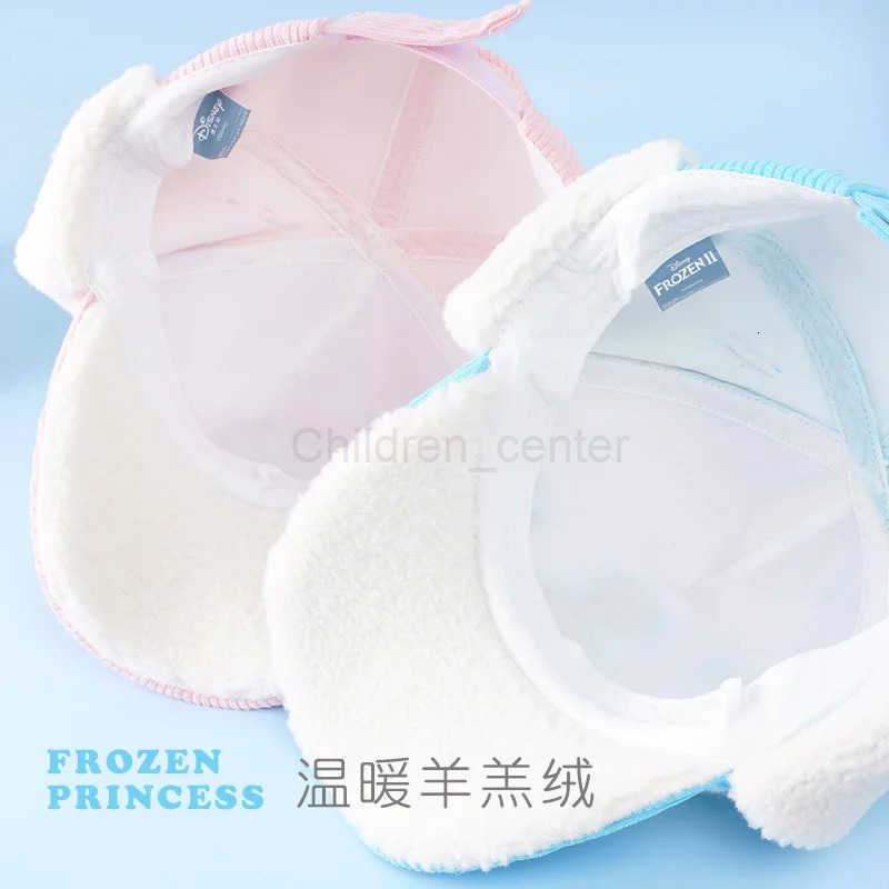 Disney Hat Frozen Peaked Cap for Girls Elsa Kids Accessories Add Velvet Ear Protection Cold Proof Windproof Autumn and Winter H250926