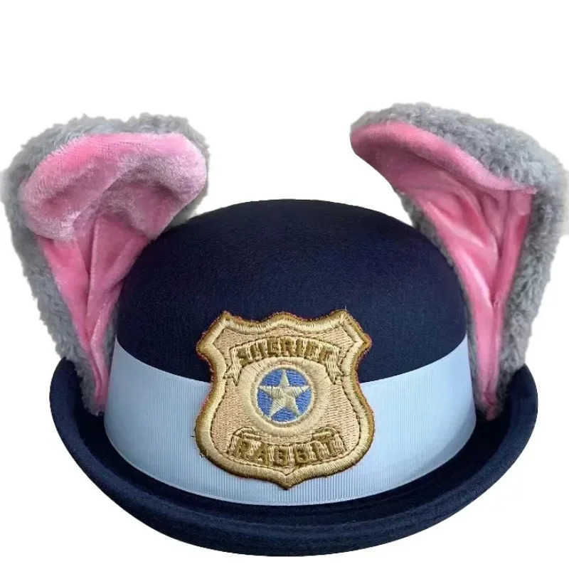 Disney Cute Judy Hat Rabbit Bowler Zootopia Police Officer Childrens Adult Cosplay Headband Headwear H250926