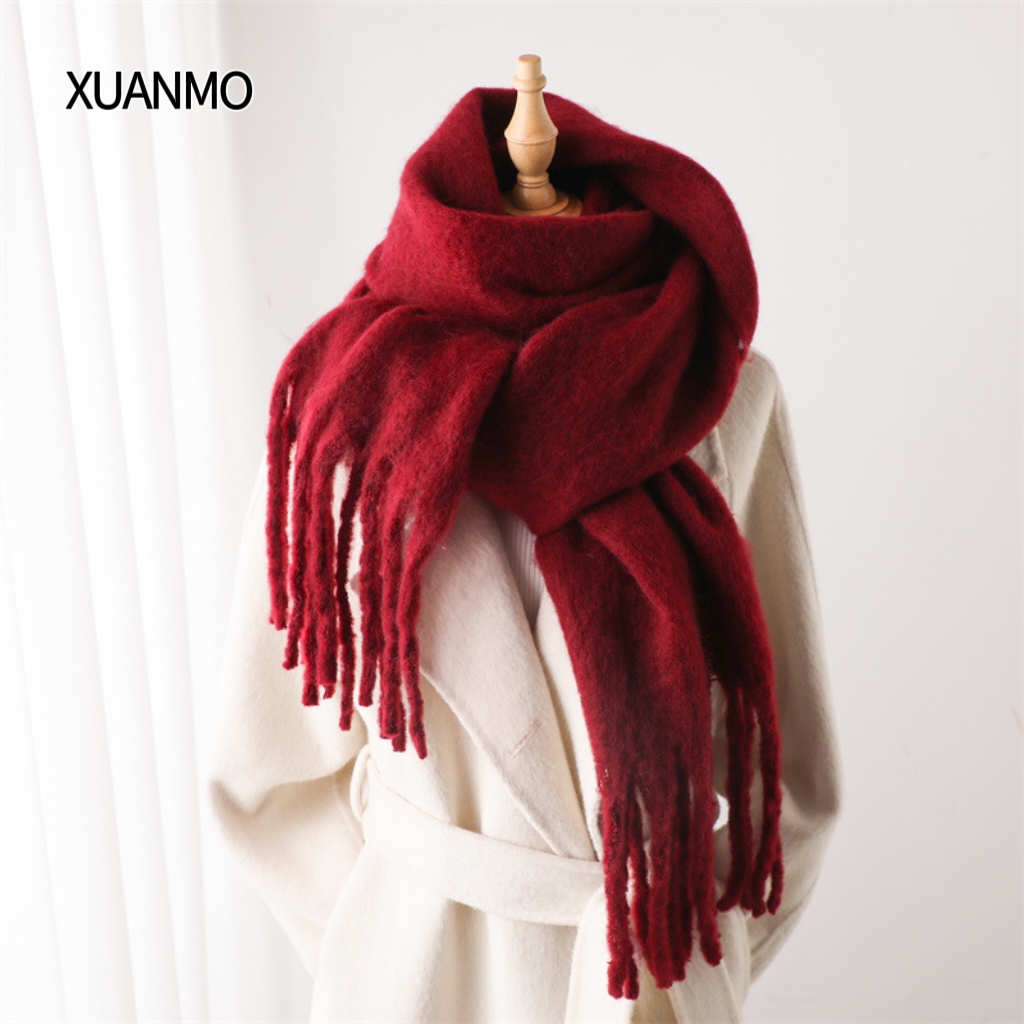 K1972 New winter thickened lambswool scarf shawl Korean style solid color versatile women's wholesale price flexible minimum order quantity