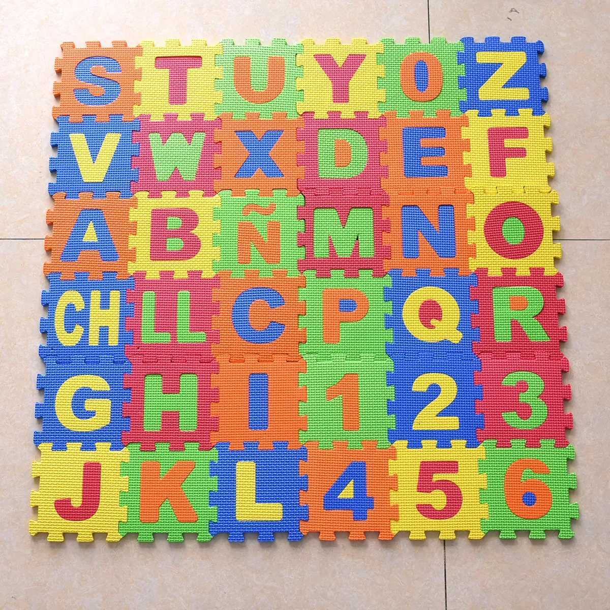 36pcspack 14cm Big Mats Children EVA Foam Spanish Alphabet Letters Numbers Floor Soft Baby Mat 3D Puzzle Kids Educational Toys C250926