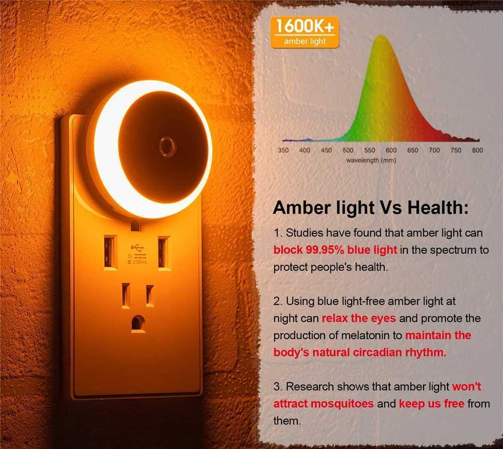 LED Night Light Smart Night Sensor Round Plug in Wall Night Lamp Bathroom Home Kitchen Hallway Staireway Bedroom Nightlight C250925