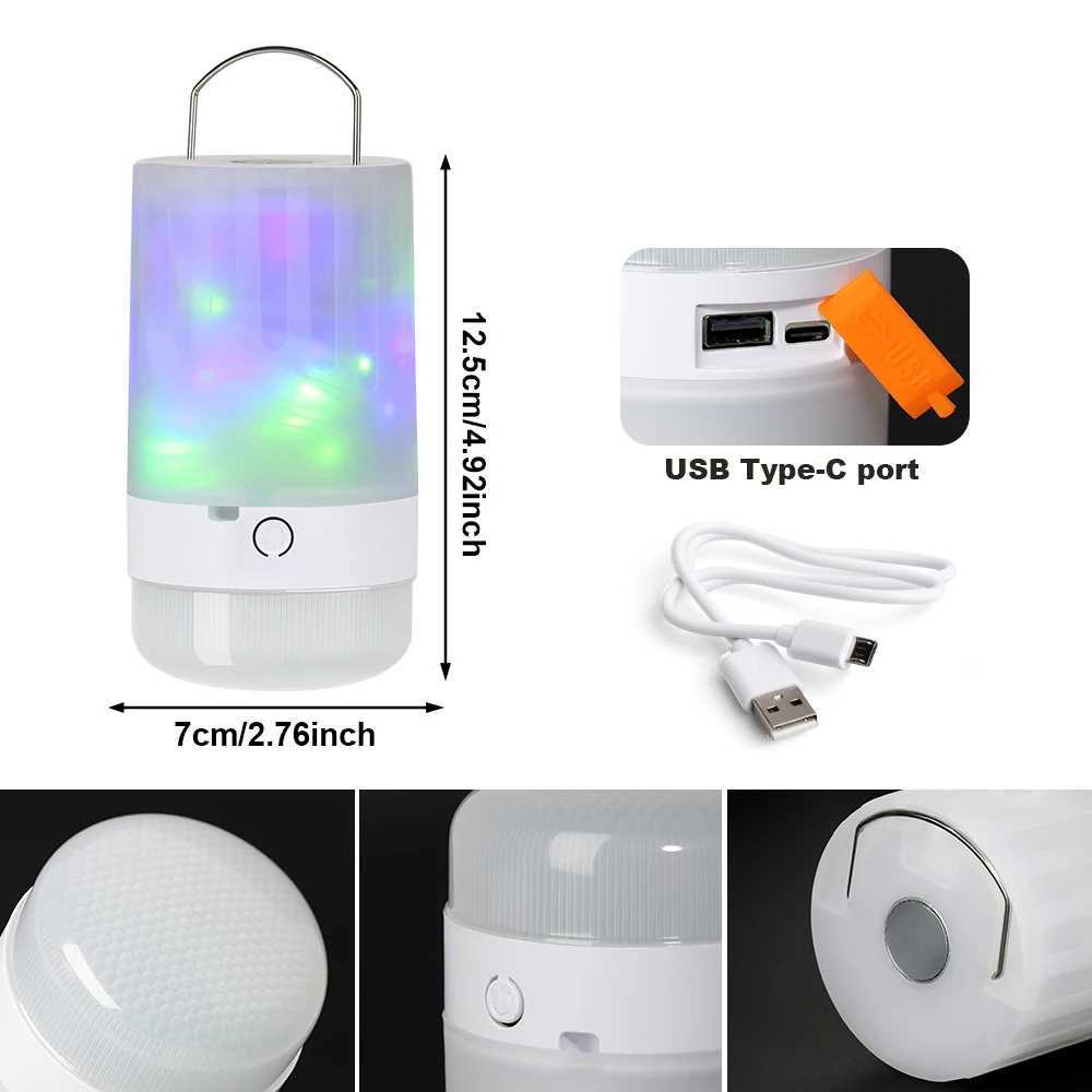 Camping Lights Rechargeable Lamp LED RGB Magnetic Attraction Camping Lantern Power Bank USBType C LED Night Light C250925