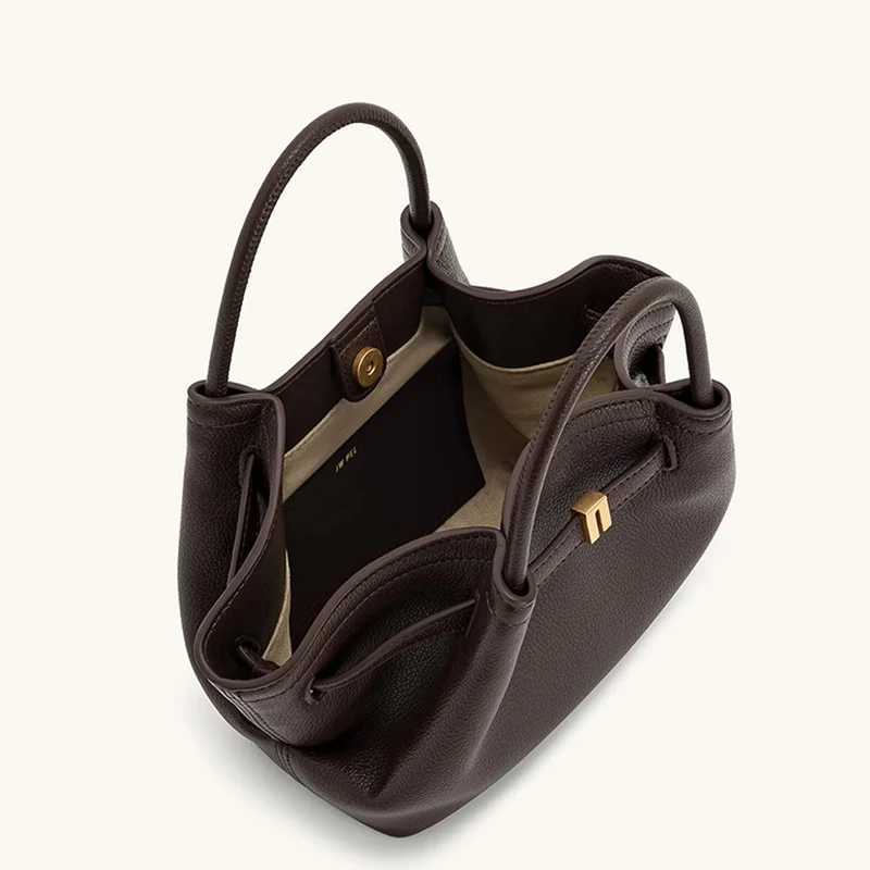 Womens multifunctional handheld dumpling bag twolayer cowhide large capacity tote bag single shoulder crossbody bagW250926