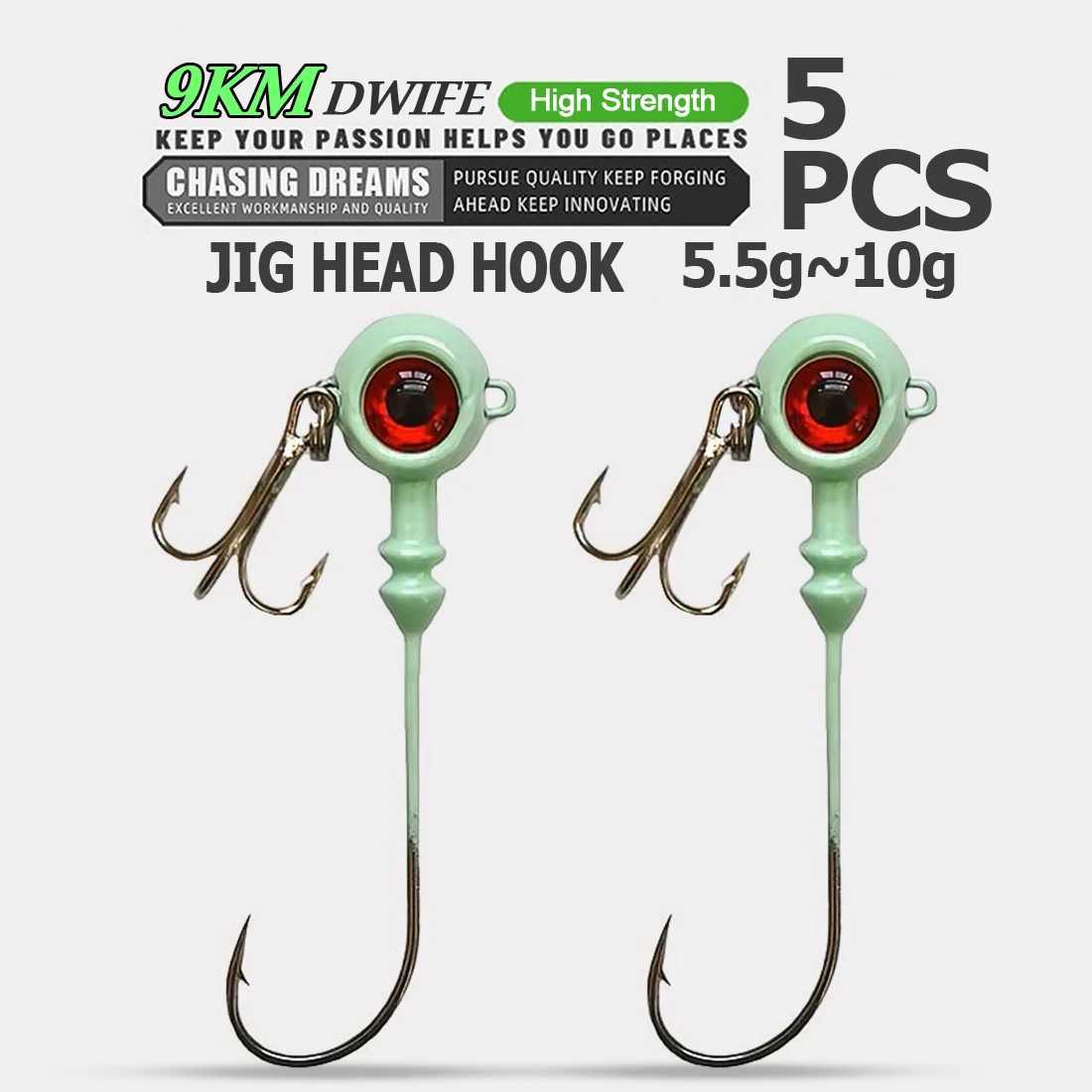 9KM 5Pcs Fishing Eye Jig s Hook Saltwater with Treb Hooks High Caon Steel for Saltwater Freshwater W250926