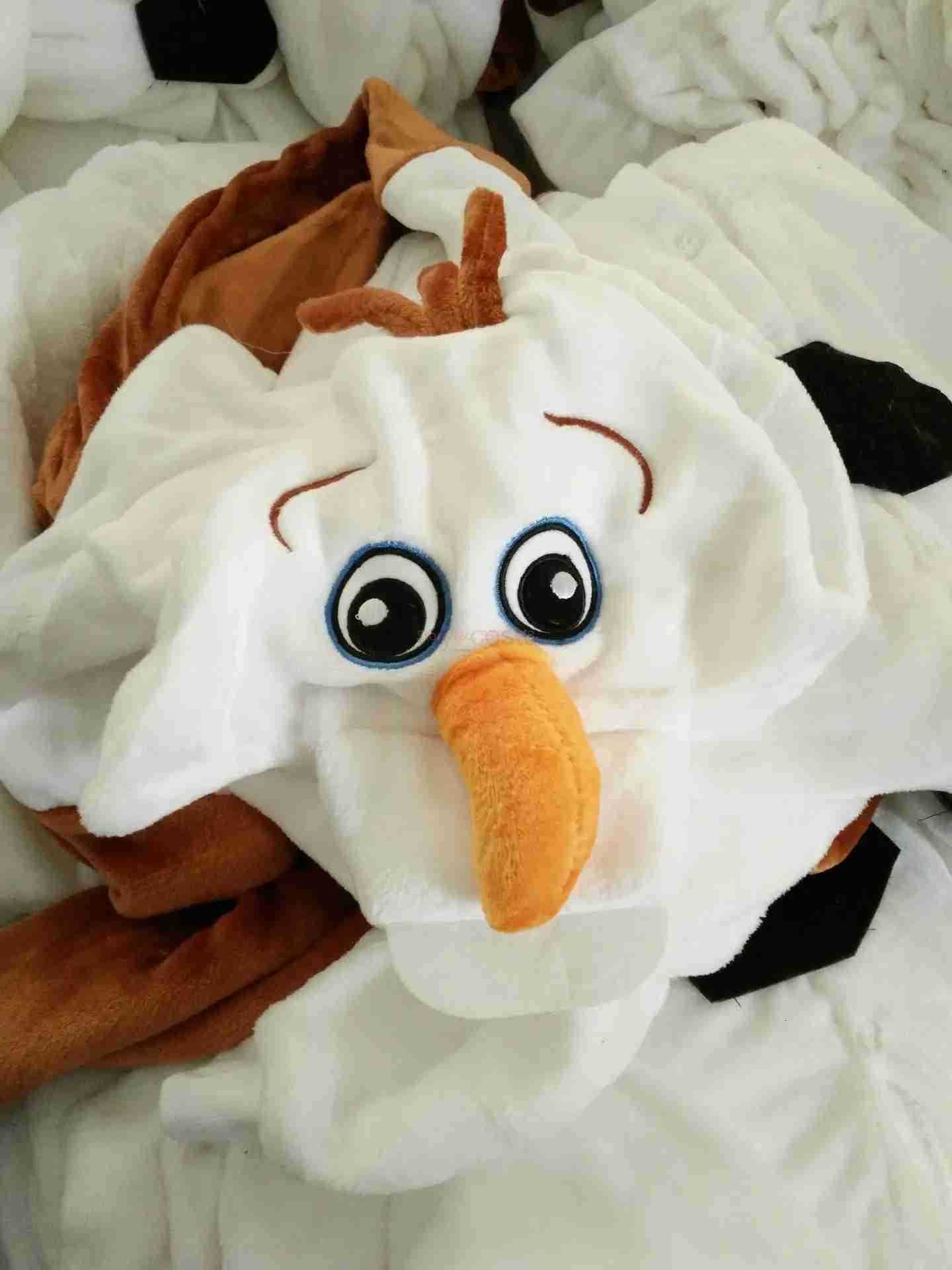 Disney New Cosplay Costume Frozen Olaf Snowman Pajamas Adult Children Jumpsuit Party Dress Fleece Cartoon Sleepwear Gifts Toys H250926