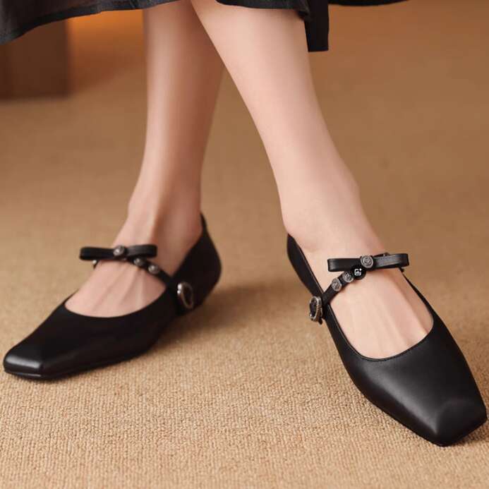 2025 Spring Soft Leather French Style Designer Shoe Women's Flat Bowknot Shallow Ballet Small Square Toe Mary Jane Shoes