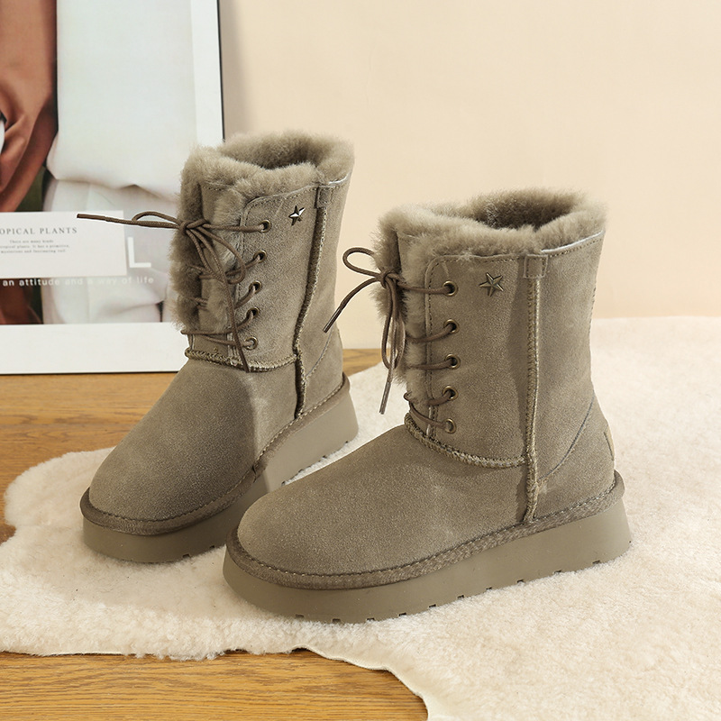 CE designer shoes Free shipping oxhide affordable luxury Winter anti slip snow boots with thick plush cotton shoes Easy to store white