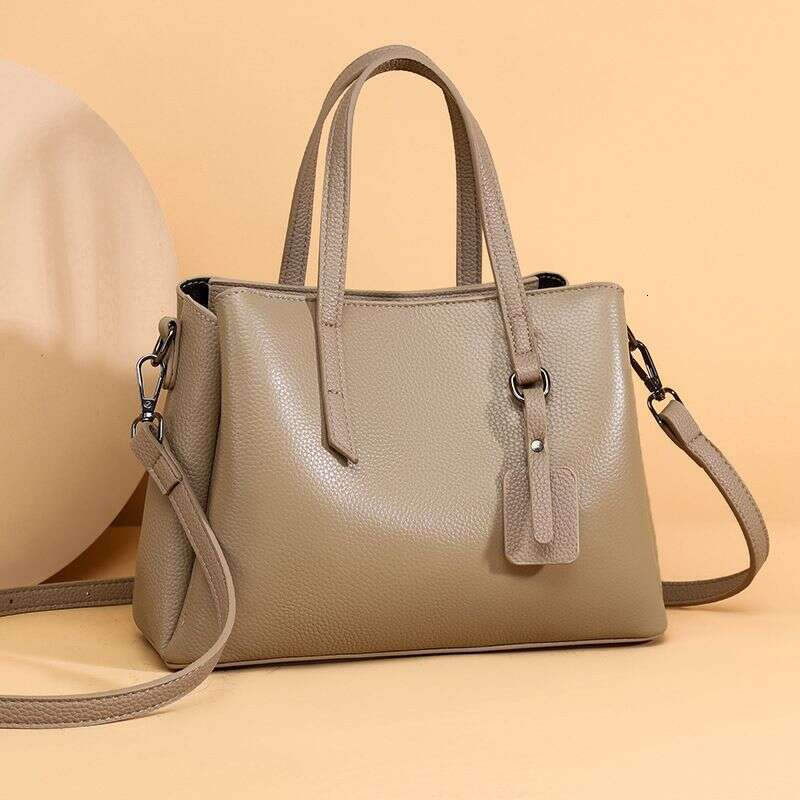 Top Layer Cowhide New Model Mollie Genuine Leather Tote With Zipper And Multiple Compartments Shopping Bag