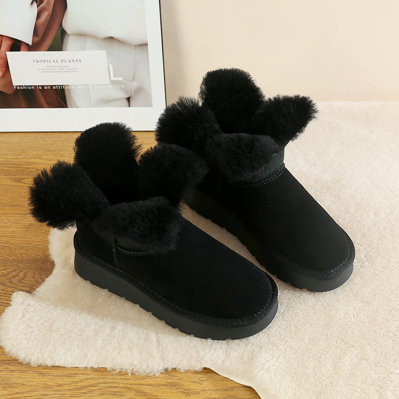 CE designer shoes Free shipping oxhide affordable luxury Winter anti slip snow boots with thick plush cotton shoes Stable load-bearing white