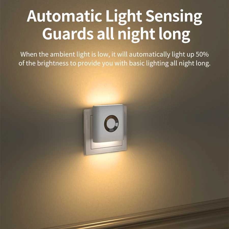 LED Night Light with EU Socket Motion Sensor Warm White Ambient Wall Lamp for Bedroom Staircase Toilet Corridor Bathroom Use C250925