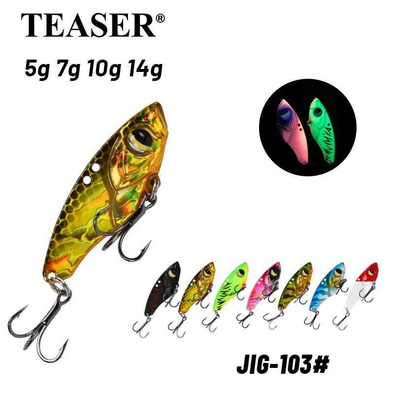 TEASER J103 5g 7g 10g 14g Micro Metal VIB Spoon Fishing Lure Sinking Artificial Hard Small Fishing Vibration Bait With Hooks W250926