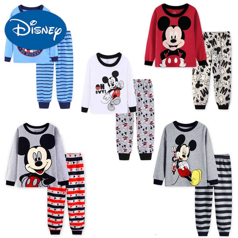 Disney 2024 New Boys Long Sleeve Pyjamas Kids Mickey Pajamas Baby Cotton Pijama Children Sleepwear Girls Clothing Sets Baby Wears H250926