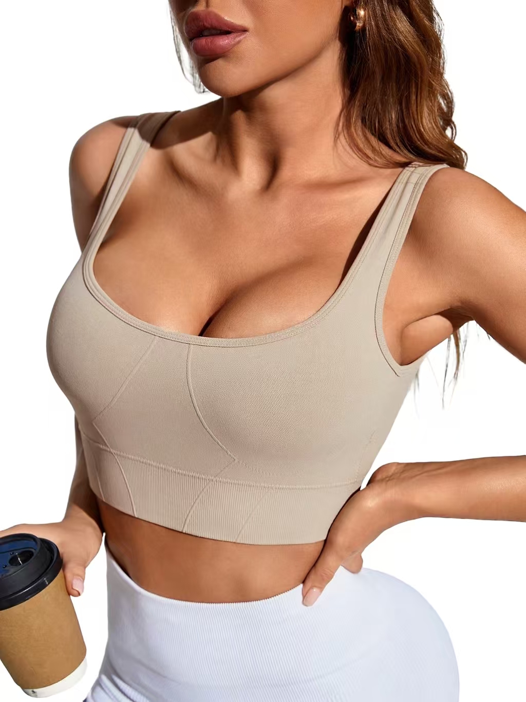 Women's summer sports bra with high-strength shock-absorbing, skin friendly, and seamless yoga and fitness U-shaped design