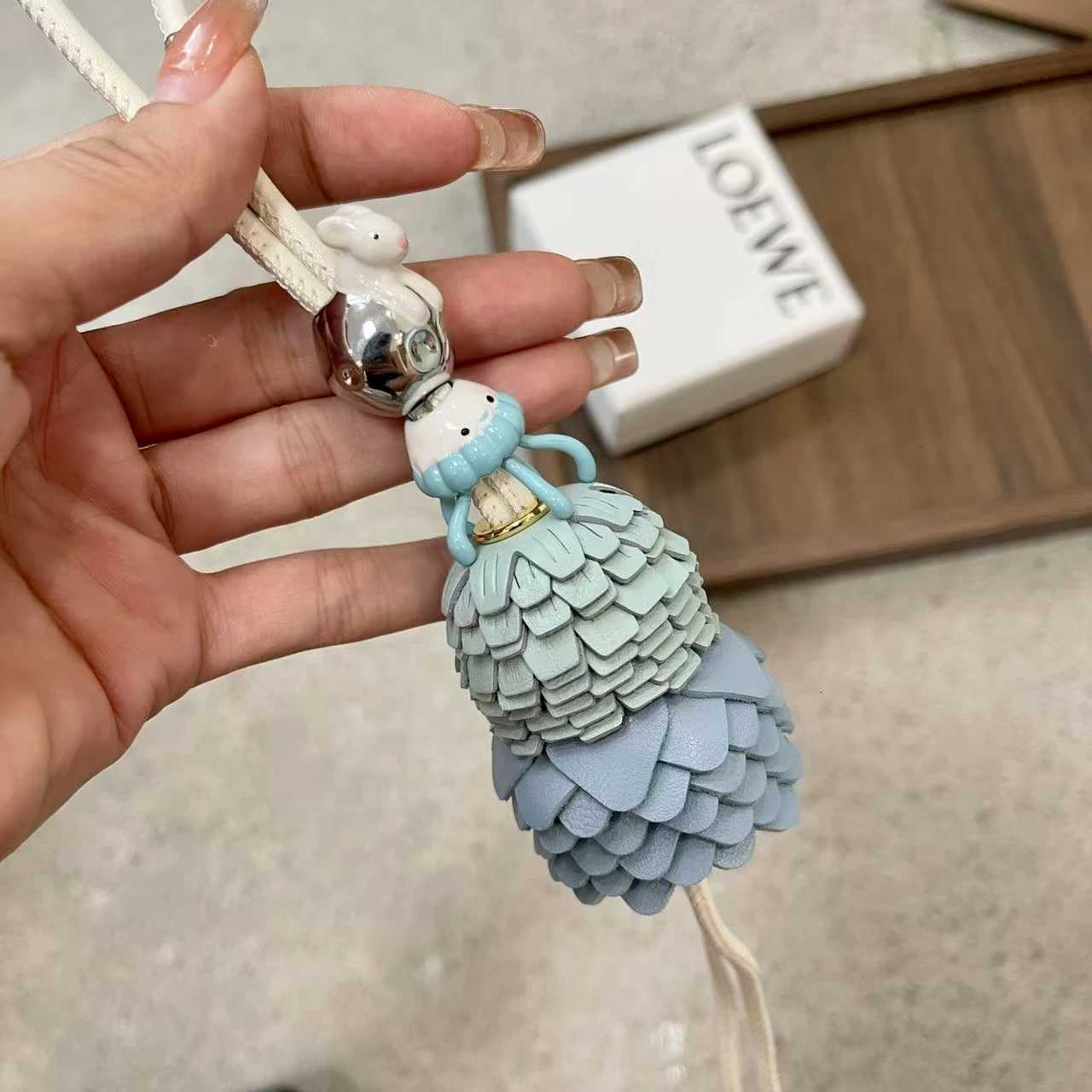 Luxurious Premium DIY Leather Bag Charm Handcrafted Sheepskin Animal Beads Keyring for Womens Purse Backpack D250926