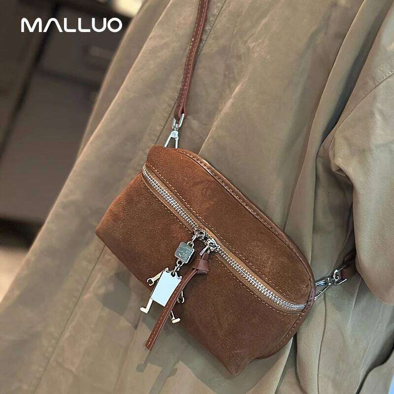 Ladies Retro Soft Cowhide Handbags Women's Suede Frosted Cow Leather Shoulder Bag Female Fashion Trend Designer Bags Girl Suotong2509
