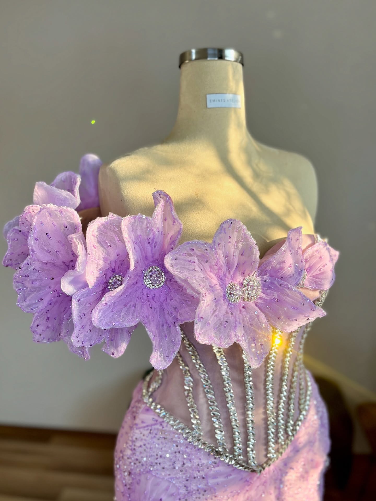 Lilac Mermaid Prom Dresses 2025 Flowers Crystals Floral Lace Beaded Evening Formal Party Second Birthday Engagement Gowns Plus Size Dress For Special 