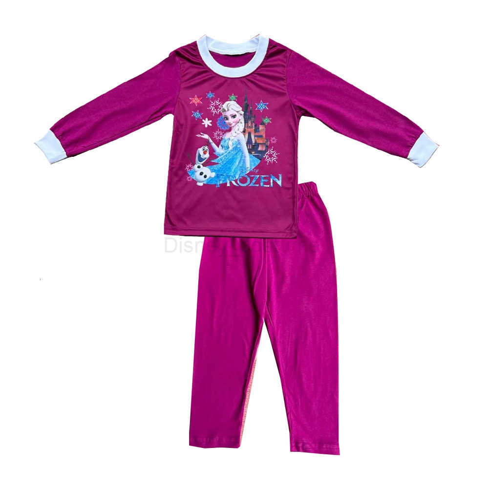 Disney New Kids Pajama Set Cotton Soft Elsa Print Loungewear Long Sleeve Pjs Sleepwear for Toddler Boys nightwear Girls nighty H250926
