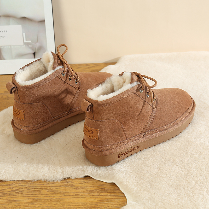 CE designer shoes Free shipping oxhide affordable luxury Winter anti slip snow boots with thick plush cotton shoes Shoulder-friendly