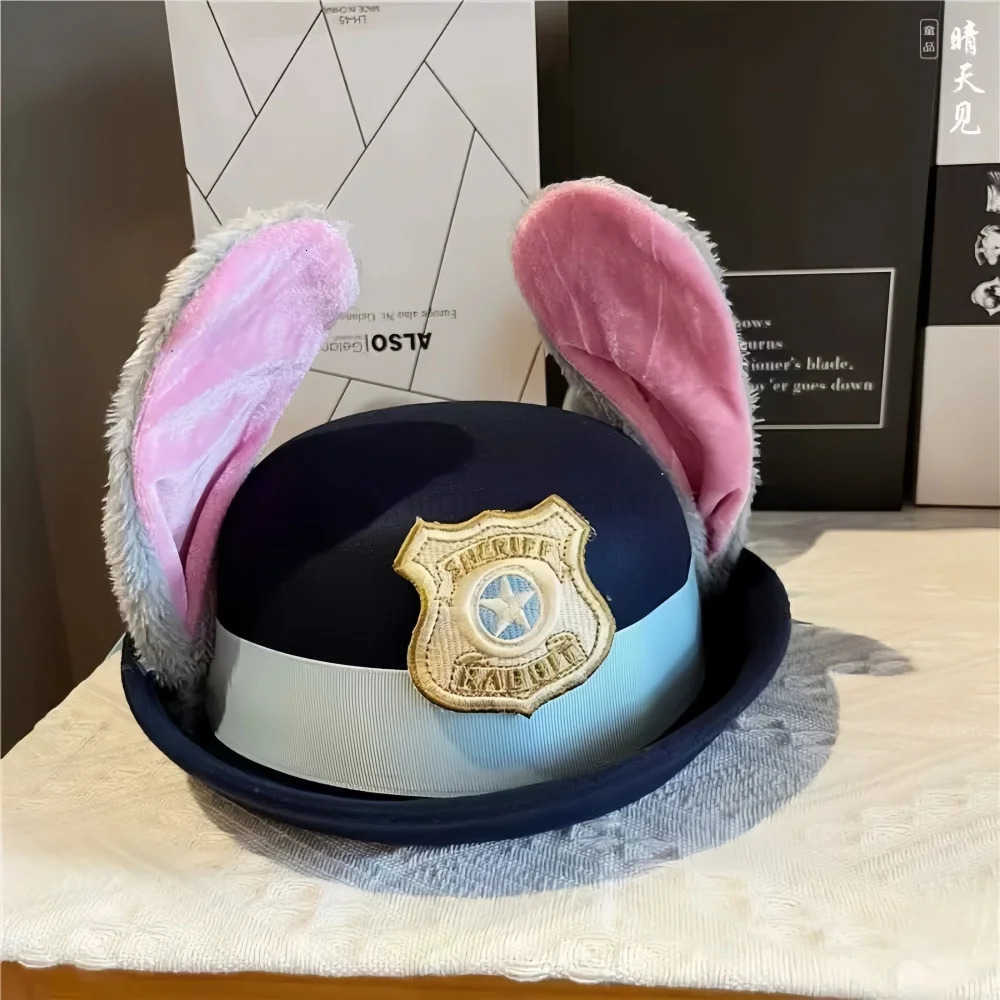 Disney Sheriff Hat With Bendable Bunny Ear Movie Cosplay Costume Accessory Halloween Costume Party Anime Rabbit Police Officer Headwear H250926