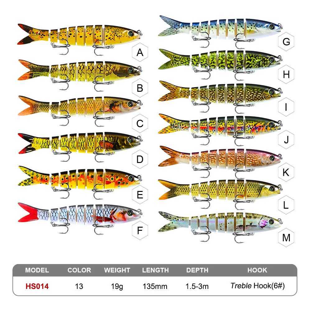 1PCS Multisection Minnow Fishing Lure 135cm 19g Artificial Hard Bait Swimbait Lifelike Wobbr Crankbait Pesca Fishing Tack W250926