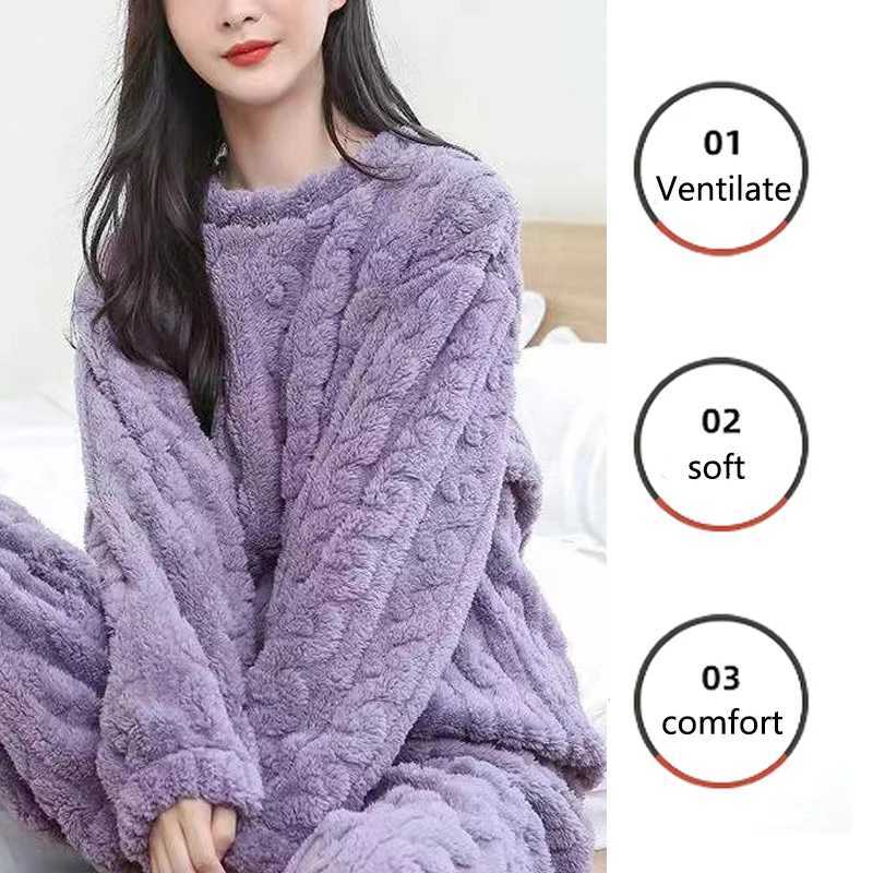 Thickened Warm Sleepwear for Winter Women Flannel Suit Student Pajamas Homewear Tops and Pants Striped Nightwear Loungewear Z250925