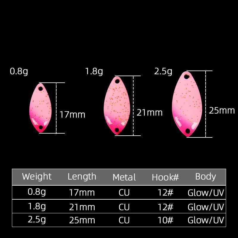 TOYO 08g18g25g Colorful Spoon Lure Mini UV Luminous Artificial Spinner Bait Stream Copper For Trout W250926