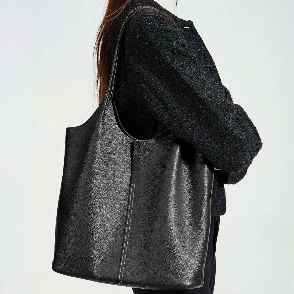 Women's Cow Leather Bucket Bag Ladies Fashion Natural Genuine Cowhide Shoulder Bags Lady Casual Tote Handbags For Female Suotong2509