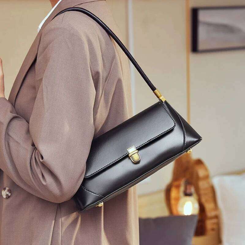 Fashion Solid Color Underarm PU Leather Shoulder Bags for Women Design Small Handbag Female Subaxillary Clutches