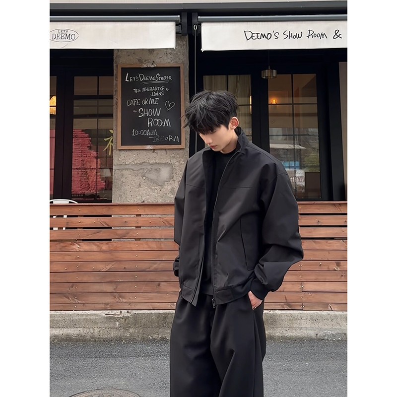 G92702 Solid color lapel jacket workwear men's 2025 new spring and autumn coat tops versatile loose simple casual