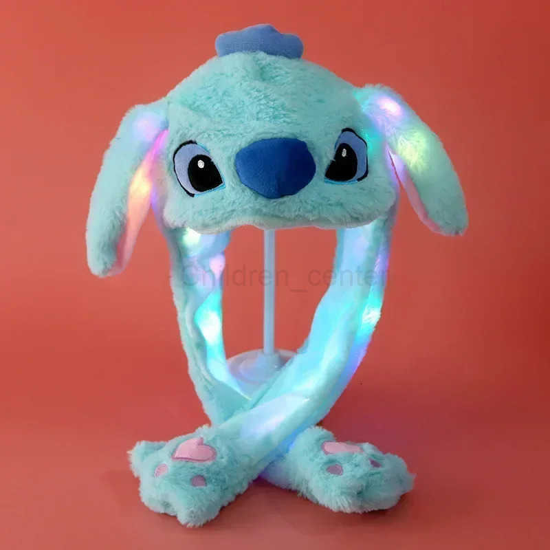 Disney Kawaii Stitch Ear Hat Non Luminescence Cute Cartoon Cosplay Party Hat Moving Jumping Rabbit Hat for Kids Gifts H250926