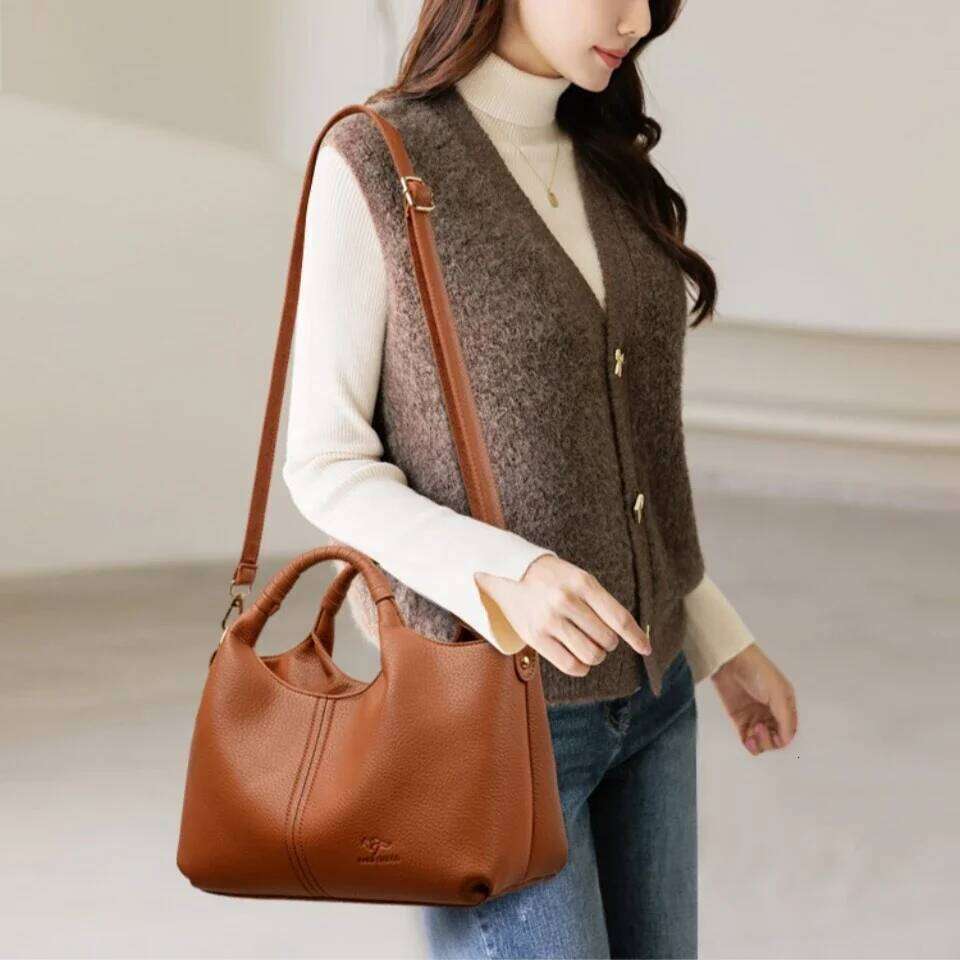 Winter High Quality Soft Leather Women's Handbag Tote Women Shoulder Bag Famous Trendy Female Crossbody Bags Wallet