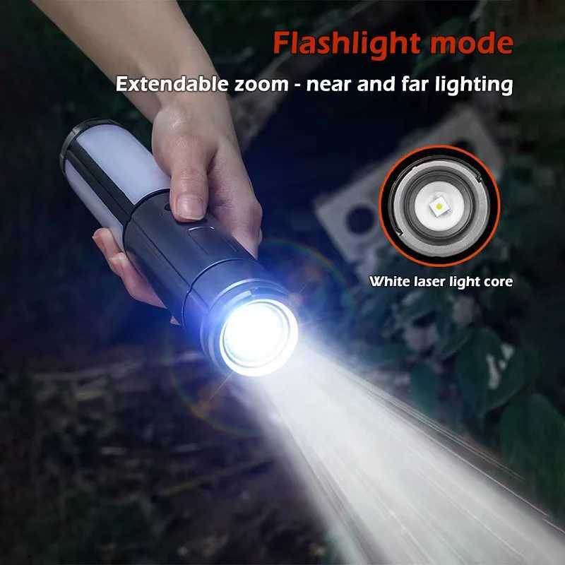 Multifunctional Camping Light 2 in 1 USB Rechargeable Camping LanternFlashlight with Hook Outdoor Emergency Camping Lamp C250925