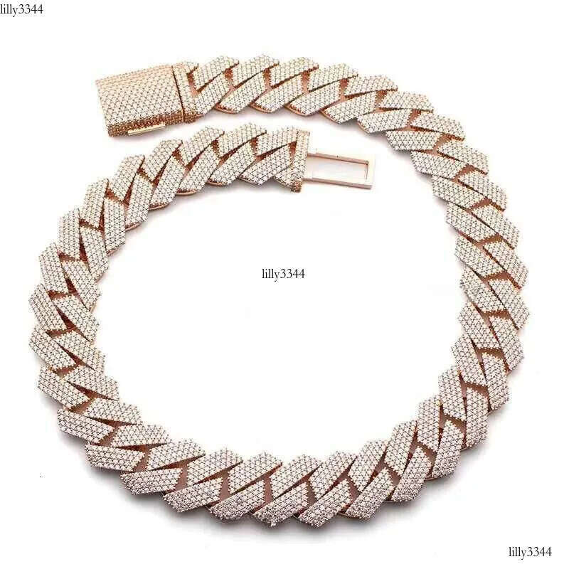 cuban link bracelet gold necklace 20mm Width 3 Row hop hip jewelry iced Out moissanite chain necklaces designer gift jewelery chains for men