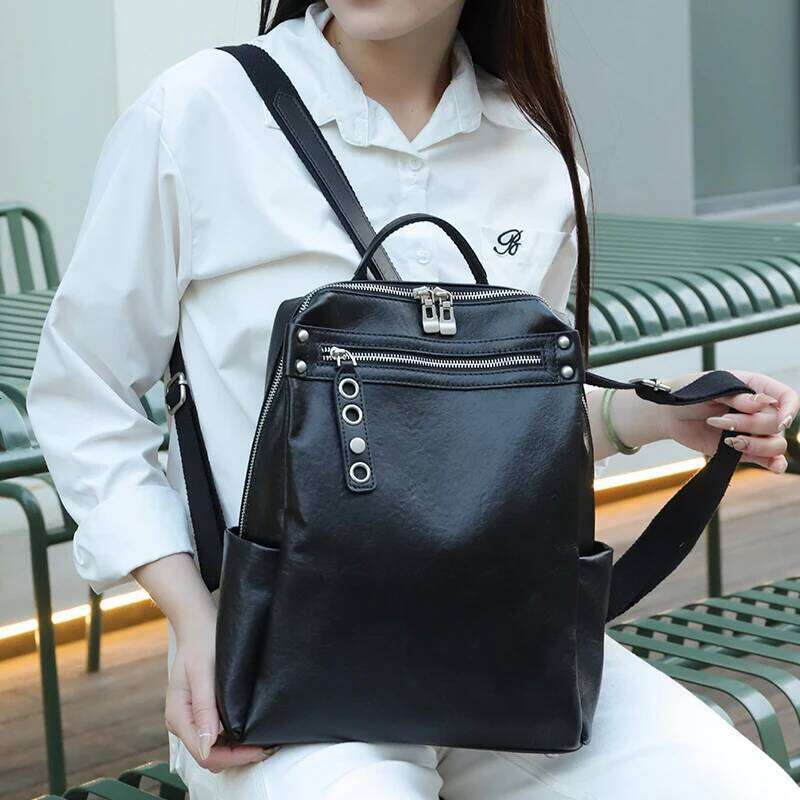 Women Natural Cow Leather Lady Cowhide Design Large Capacity Bags Female Retro Versatile Backpacks Ladies Fashion Bag Suotong2509